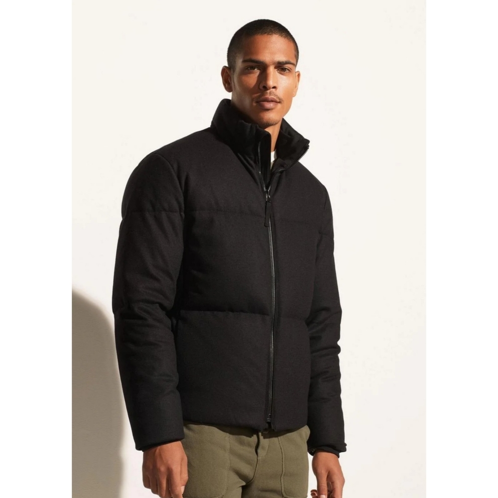Vince | Men's Cozy Wool Down Puffer in Black Size Large